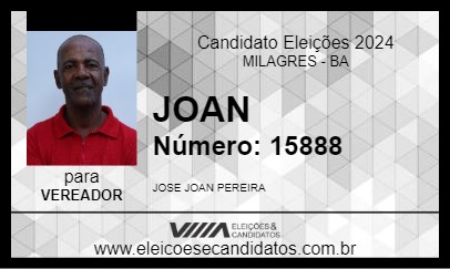 Candidato JOAN 2024 - MILAGRES - Eleições