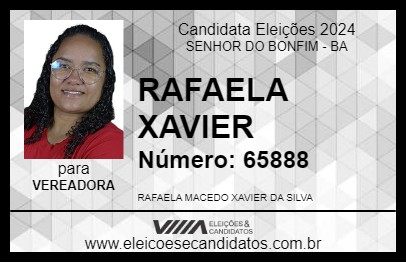 Candidato RAFAELA XAVIER 2024 - SENHOR DO BONFIM - Eleições