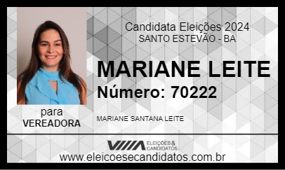 Candidato MARIANE LEITE 2024 - SANTO ESTEVÃO - Eleições