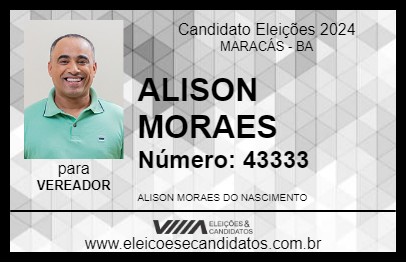 Candidato ALISON MORAES 2024 - MARACÁS - Eleições