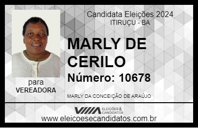 Candidato MARLY DE CIRILO 2024 - ITIRUÇU - Eleições