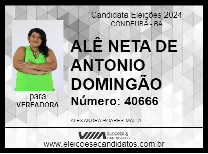 Candidato ALÊ NETA DE ANTONIO DOMINGÃO 2024 - CONDEÚBA - Eleições