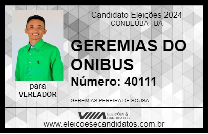 Candidato GEREMIAS DO ONIBUS 2024 - CONDEÚBA - Eleições