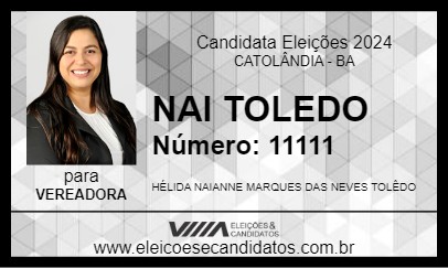 Candidato NAI TOLEDO 2024 - CATOLÂNDIA - Eleições