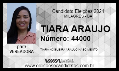 Candidato TIARA ARAUJO 2024 - MILAGRES - Eleições