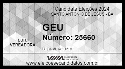 Candidato GEU 2024 - SANTO ANTÔNIO DE JESUS - Eleições