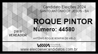 Candidato ROQUE PINTOR 2024 - SANTO ANTÔNIO DE JESUS - Eleições