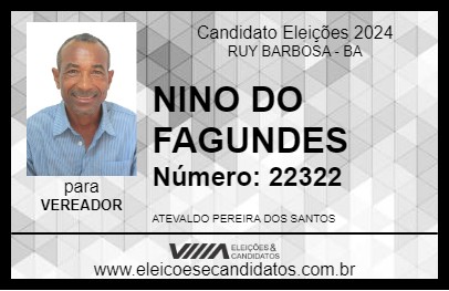 Candidato NINO DO FAGUNDES 2024 - RUY BARBOSA - Eleições