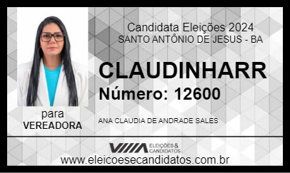 Candidato CLAUDINHARR 2024 - SANTO ANTÔNIO DE JESUS - Eleições