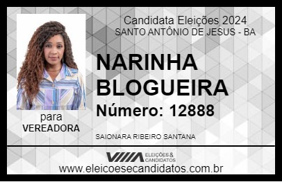 Candidato NARINHA BLOGUEIRA 2024 - SANTO ANTÔNIO DE JESUS - Eleições