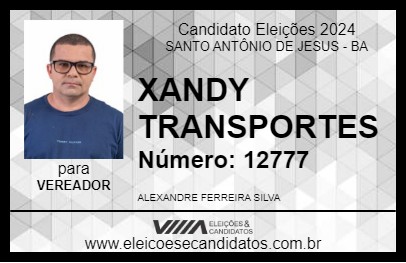 Candidato XANDY TRANSPORTES 2024 - SANTO ANTÔNIO DE JESUS - Eleições