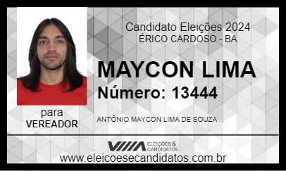 Candidato MAYCON LIMA 2024 - ÉRICO CARDOSO - Eleições