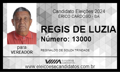 Candidato REGIS DE LUZIA 2024 - ÉRICO CARDOSO - Eleições