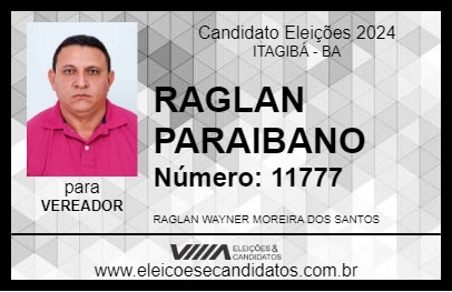 Candidato RAGLAN PARAIBANO 2024 - ITAGIBÁ - Eleições