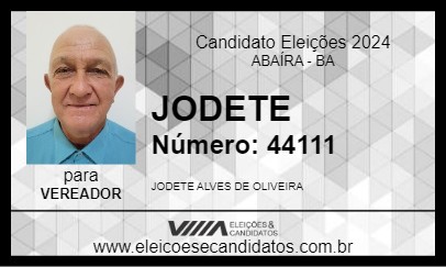 Candidato JODETE 2024 - ABAÍRA - Eleições