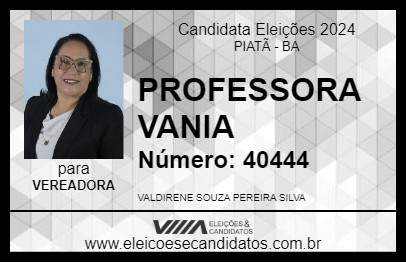 Candidato PROFESSORA VANIA 2024 - PIATÃ - Eleições