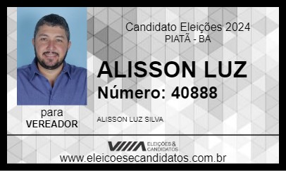 Candidato ALISSON LUZ 2024 - PIATÃ - Eleições