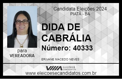 Candidato DIDA DE CABRÁLIA 2024 - PIATÃ - Eleições