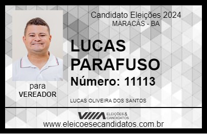 Candidato LUCAS PARAFUSO 2024 - MARACÁS - Eleições