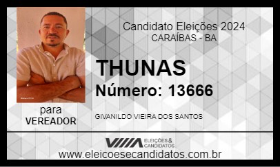 Candidato THUNAS 2024 - CARAÍBAS - Eleições