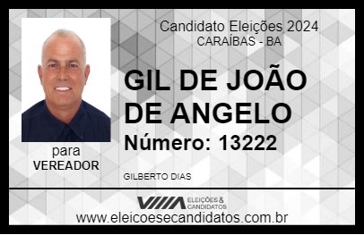 Candidato GIL DE JOÃO DE ANGELO 2024 - CARAÍBAS - Eleições