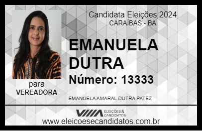 Candidato EMANUELA DUTRA 2024 - CARAÍBAS - Eleições