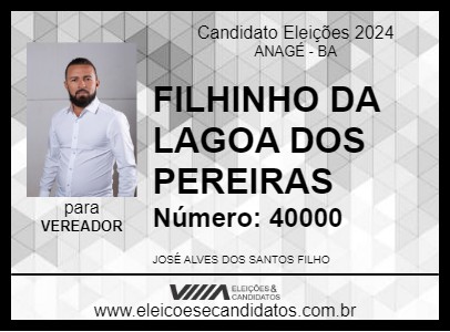 Candidato FILHINHO DA LAGOA DOS PEREIRAS 2024 - ANAGÉ - Eleições