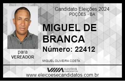 Candidato MIGUEL DE BRANCA 2024 - POÇÕES - Eleições