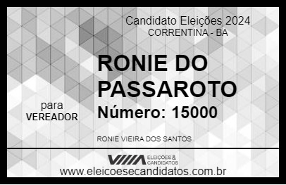 Candidato RONIE DO PASSAROTO 2024 - CORRENTINA - Eleições