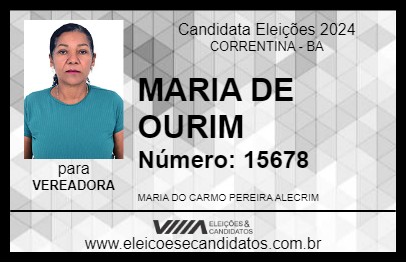 Candidato MARIA DE OURIM 2024 - CORRENTINA - Eleições