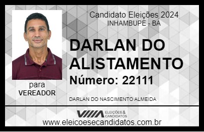 Candidato DARLAN DO ALISTAMENTO 2024 - INHAMBUPE - Eleições