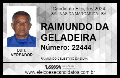 Candidato RAIMUNDO DA GELADEIRA 2024 - SALINAS DA MARGARIDA - Eleições