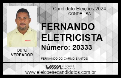 Candidato FERNANDO ELETRICISTA 2024 - CONDE - Eleições