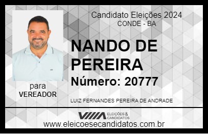 Candidato NANDO DE PEREIRA 2024 - CONDE - Eleições