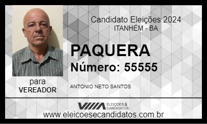 Candidato PAQUERA 2024 - ITANHÉM - Eleições