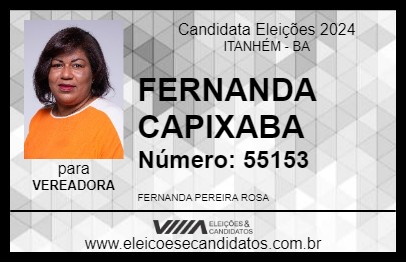 Candidato FERNANDA CAPIXABA 2024 - ITANHÉM - Eleições