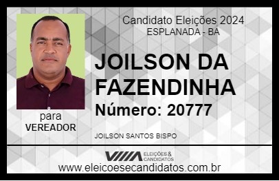 Candidato JOILSON DA FAZENDINHA 2024 - ESPLANADA - Eleições