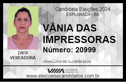 Candidato VÂNIA DAS IMPRESSORAS 2024 - ESPLANADA - Eleições