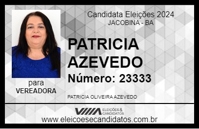 Candidato PATRICIA AZEVEDO 2024 - JACOBINA - Eleições