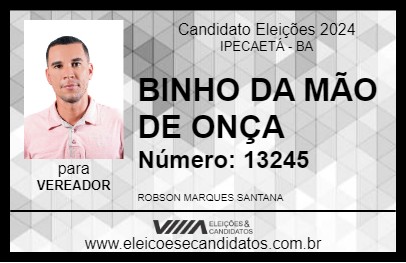 Candidato BINHO DA MÃO DE ONÇA 2024 - IPECAETÁ - Eleições