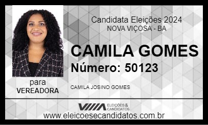 Candidato CAMILA GOMES 2024 - NOVA VIÇOSA - Eleições