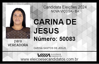 Candidato CARINA DE JESUS 2024 - NOVA VIÇOSA - Eleições