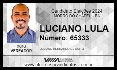 Candidato LUCIANO LULA 2024 - MORRO DO CHAPÉU - Eleições