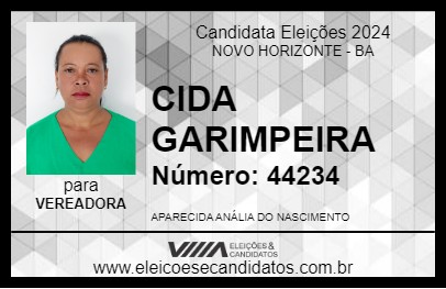 Candidato CIDA GARIMPEIRA 2024 - NOVO HORIZONTE - Eleições