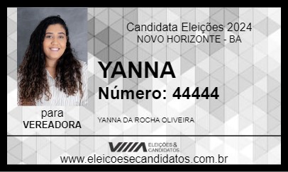 Candidato YANNA 2024 - NOVO HORIZONTE - Eleições