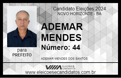 Candidato ADEMAR MENDES 2024 - NOVO HORIZONTE - Eleições