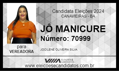 Candidato JÔ MANICURE 2024 - CANAVIEIRAS - Eleições