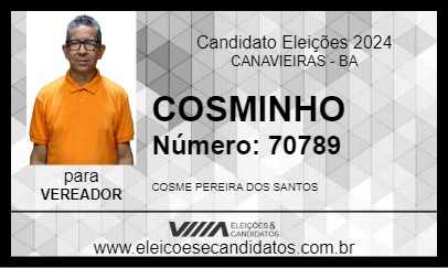 Candidato COSMINHO 2024 - CANAVIEIRAS - Eleições