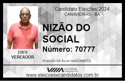 Candidato NIZÃO DO SOCIAL 2024 - CANAVIEIRAS - Eleições