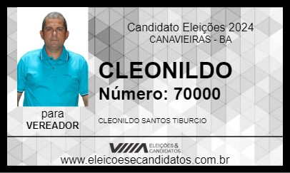 Candidato CLEONILDO 2024 - CANAVIEIRAS - Eleições